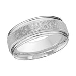 Load image into Gallery viewer, Men&#39;s 10K White Gold Flat with Milgrain Band with Diamond Brushed Finish
