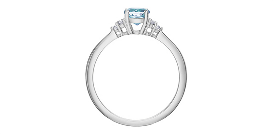 10K White Gold Blue Topaz and Diamonds Ring