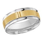 Load image into Gallery viewer, Men&#39;s 10K White &amp; Yellow Gold Stepped Down Edges Band with Satin Finish
