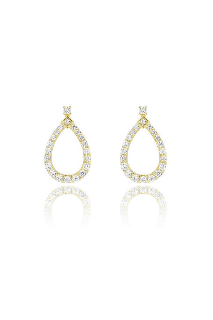 Yellow Sterling Silver Cubic Zirconium Pear Polished Stud Earrings
Ea