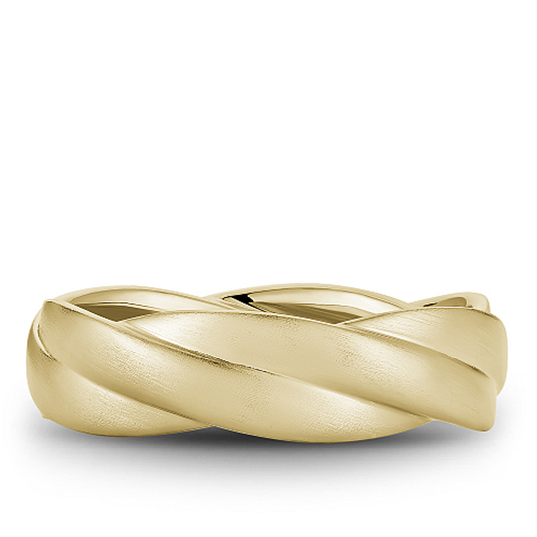 Men's Yellow Gold Beaded Band with Frosted Finish