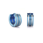 Load image into Gallery viewer, Blue Stainless Steel Round Huggie Earrings
Dimensions: 13.5mm x 6.3mm
