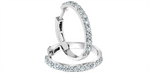 Load image into Gallery viewer, 14K White Gold Lab Diamonds Medium Hoop Earrings
