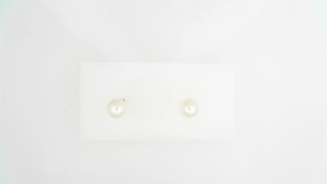 14K Yellow Gold Round Pearls Stud Earrings
