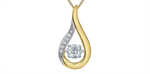 Load image into Gallery viewer, 10K White &amp; Yellow Gold Lab Diamond Teardrop Dancing Stone Pendant Nec
