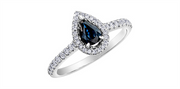 10K White Gold Halo Sapphire and Diamonds Ring