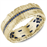 Load image into Gallery viewer, Men's Yellow Gold Raw Textured Diamond Band and Enamel Inlay 
Total D