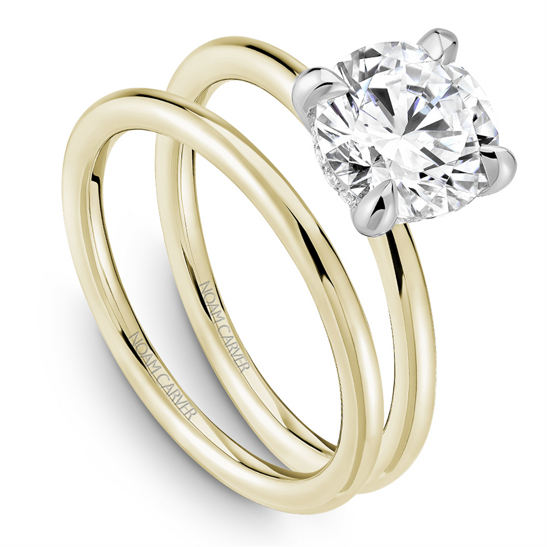 Yellow & White Gold Hidden Halo Diamond Engagement Ring Semi-Mount
Fi