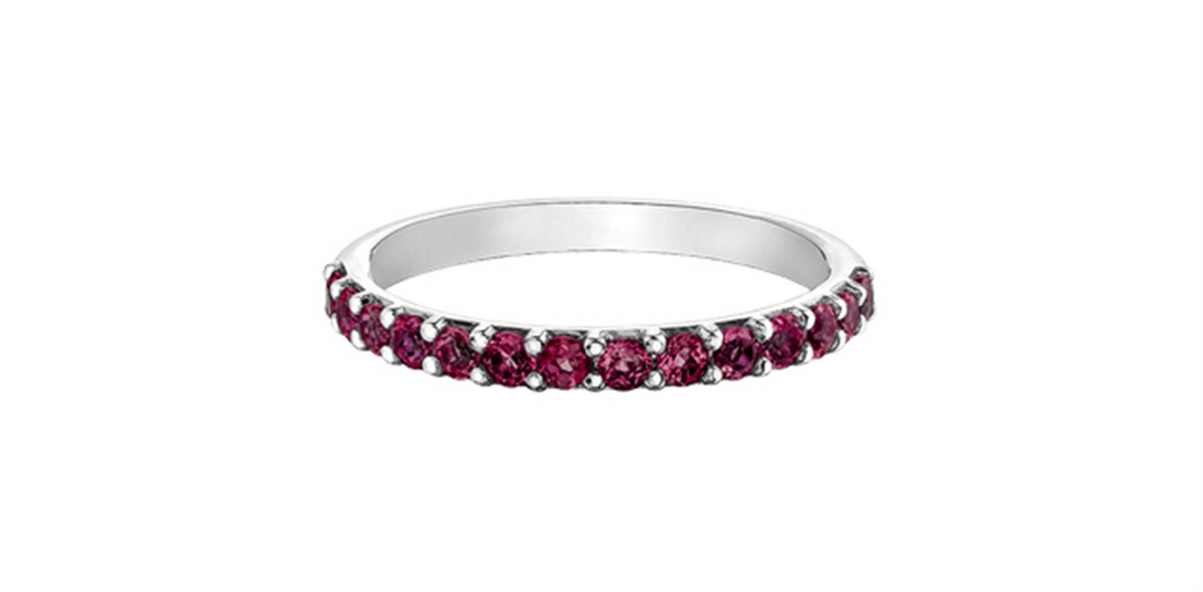 10K White Gold Single Row Lab Rubies Band
Primary Stone: Round-Cut La