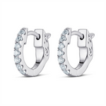 Load image into Gallery viewer, White Sterling Silver Cubic Zirconium Round Polished Huggie Earrings