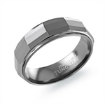 Load image into Gallery viewer, Polished Gun-Metal Grey Faceted Tungsten Stepped Down Edges Band 
Wid
