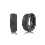 Load image into Gallery viewer, Black Stainless Steel Round Matte&#39; Huggie Earrings
Dimensions: 15.5mm x 4.9mm
