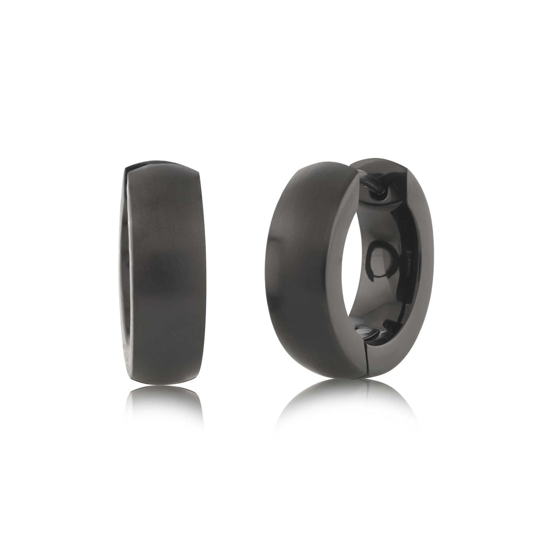 Black Stainless Steel Round Matte' Huggie Earrings
Dimensions: 15.5mm x 4.9mm