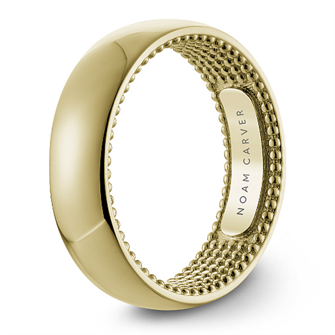 Men's Yellow Gold Domed Band with Polished Finish 
Top Width: 6.5 mm