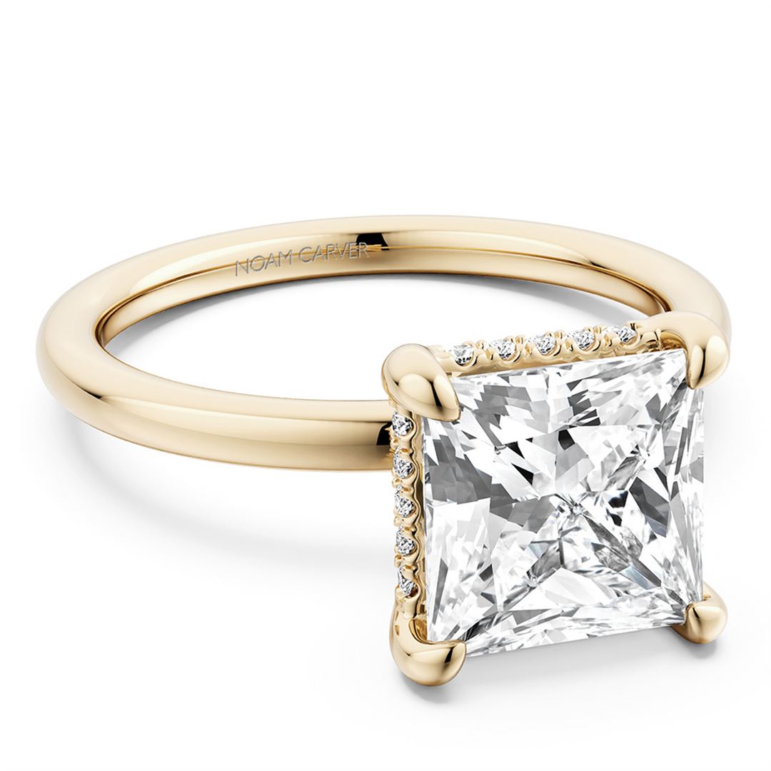 Yellow Gold Hidden Halo Diamond Engagement Ring Semi-Mount
Fits Centr