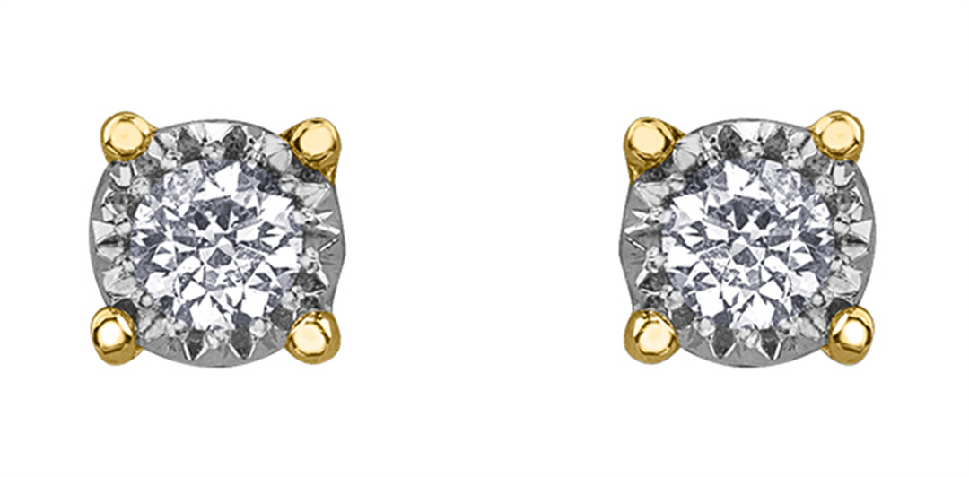 10K Yellow Gold Diamonds Stud Earrings