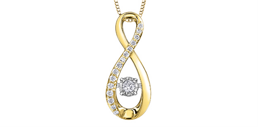 10K White & Yellow Gold Diamond Infinity Polished Dancing Stone Pendan