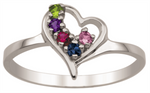 Load image into Gallery viewer, Personalized Yellow Gold Heart Family Ring 
Number of stones available: 1-7
