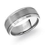 Load image into Gallery viewer, Brushed Tungsten Stepped Down Edges Band 
Width: 8mm 
Size: 10
