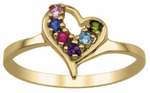 Load image into Gallery viewer, Personalized Yellow Gold Heart Family Ring 
Number of stones available: 1-7
