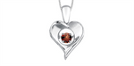 Load image into Gallery viewer, Sterling Silver Gold Heart Garnet Dancing Stone Pendant Necklace