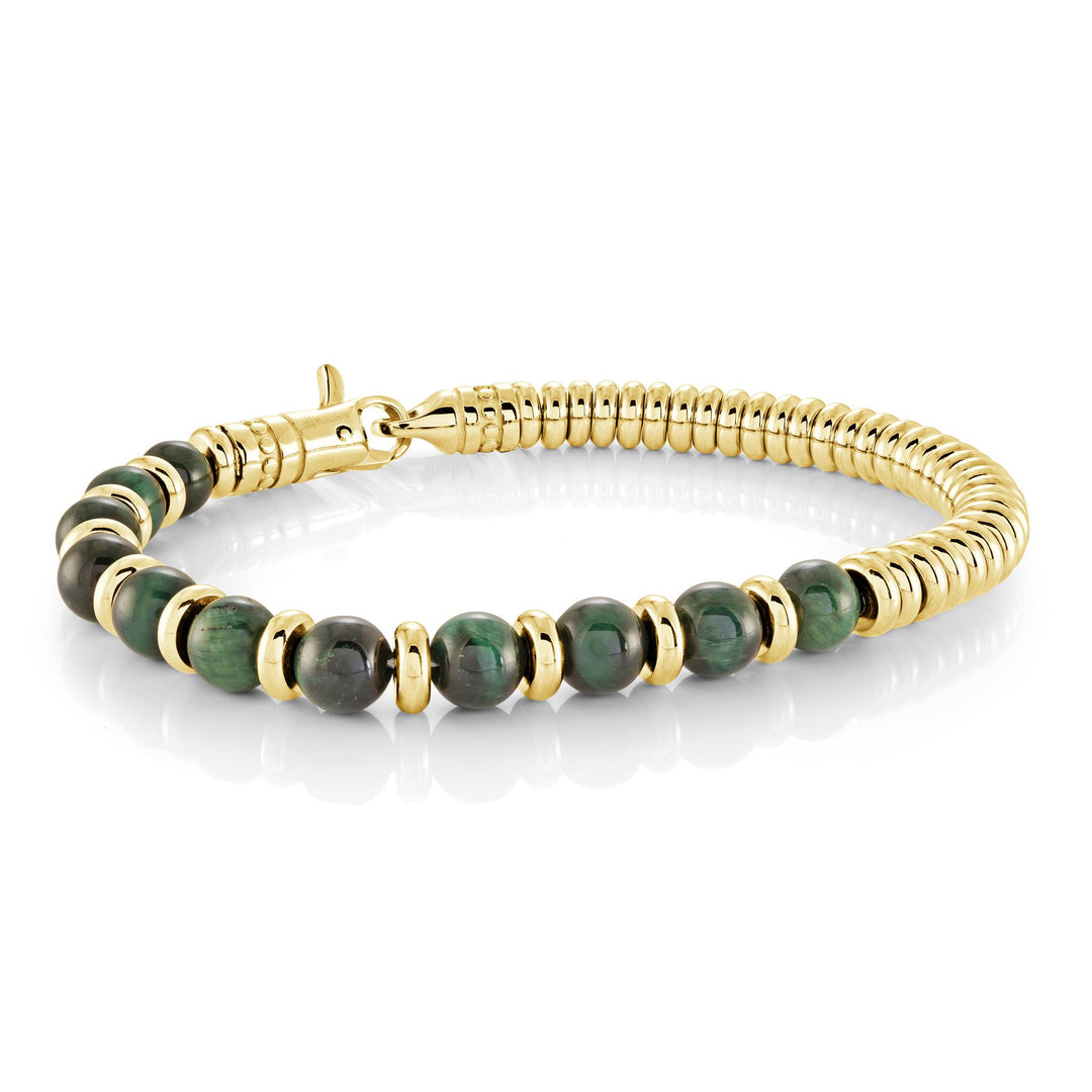 Green Tiger Eye Stainless Steel 
Length: 8.5"