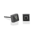Load image into Gallery viewer, Black Stainless Steel Princess Cut Polished Cubic Zirconiums Stud Earrings
Dimensions: 5.5mm x 5.5mm
