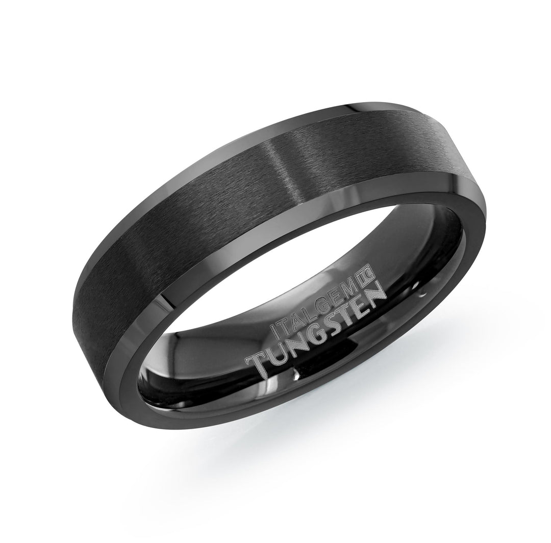 Black Tungsten Matte' Bevel Band Band 
Width: 6mm