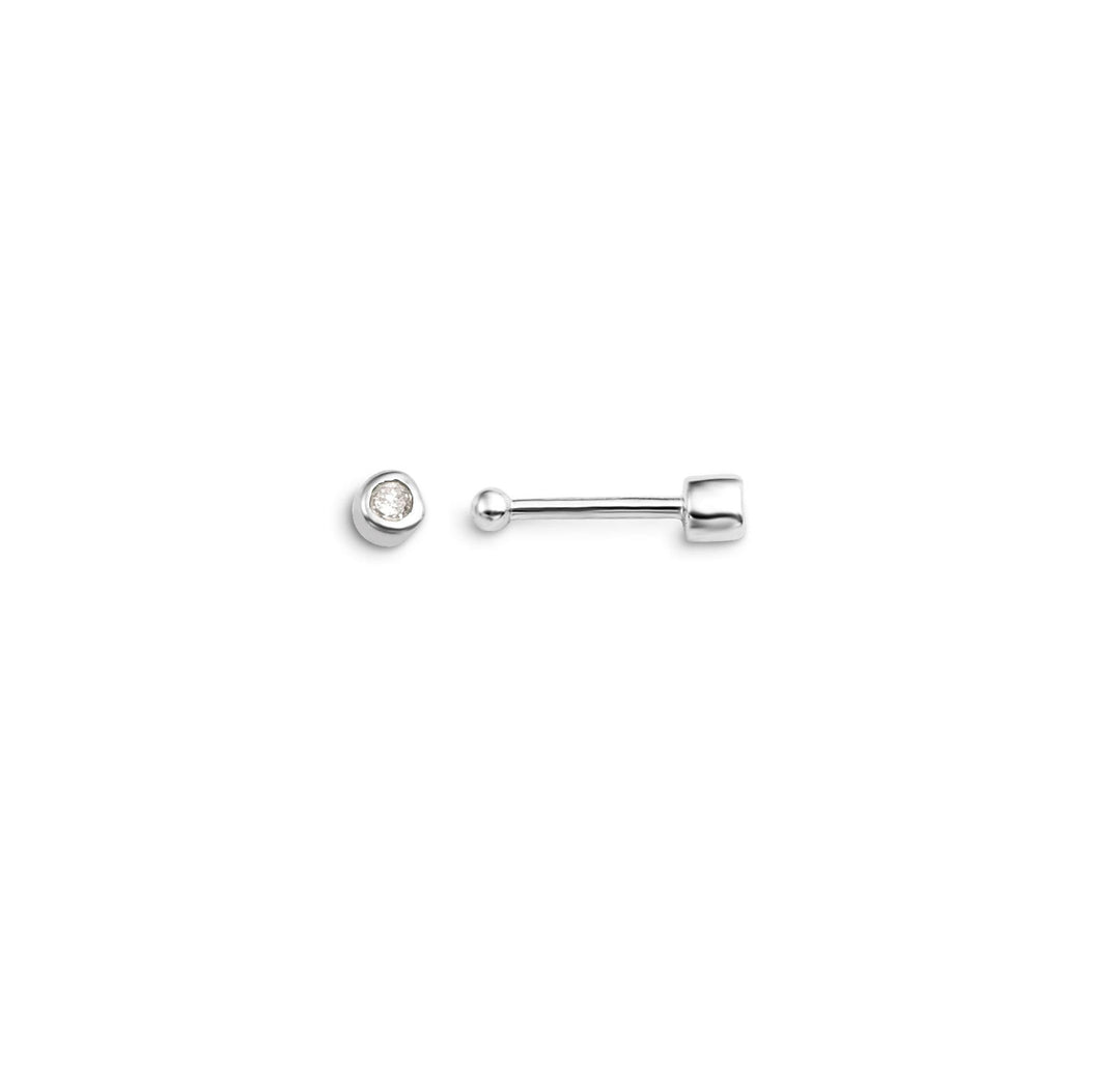 14K White Gold Nose Stud with Diamond 
Collection: Sparkles