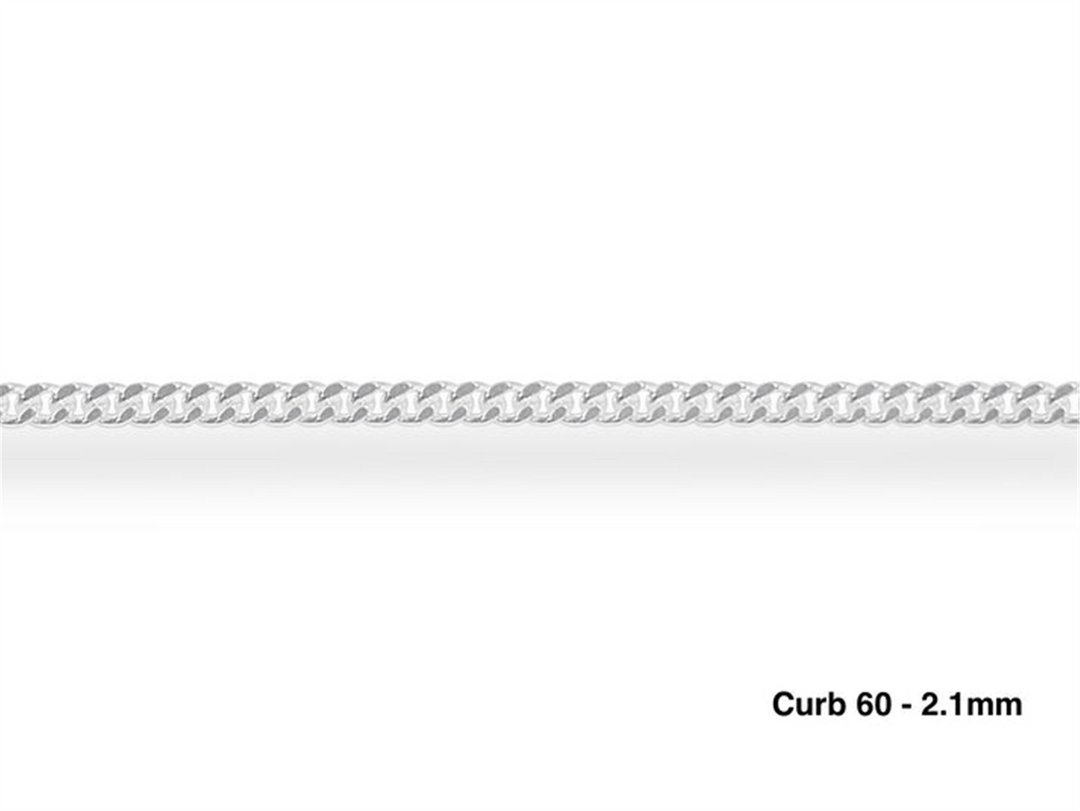 Sterling Silver White Curb Chain 
Width: 2.1mm
Length: 26"