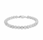 Load image into Gallery viewer, White Sterling Silver Bead Bracelet 
Top Width: 4mm
Length: 7.5&quot;
