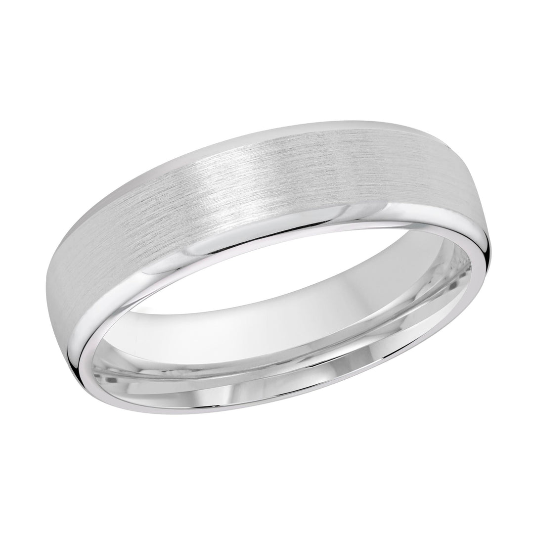 Men's 10K White Gold Bevel Band with Satin Finish