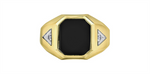 Load image into Gallery viewer, Men&#39;s 10K Yellow Gold Signet Onyx and Diamonds Ring
