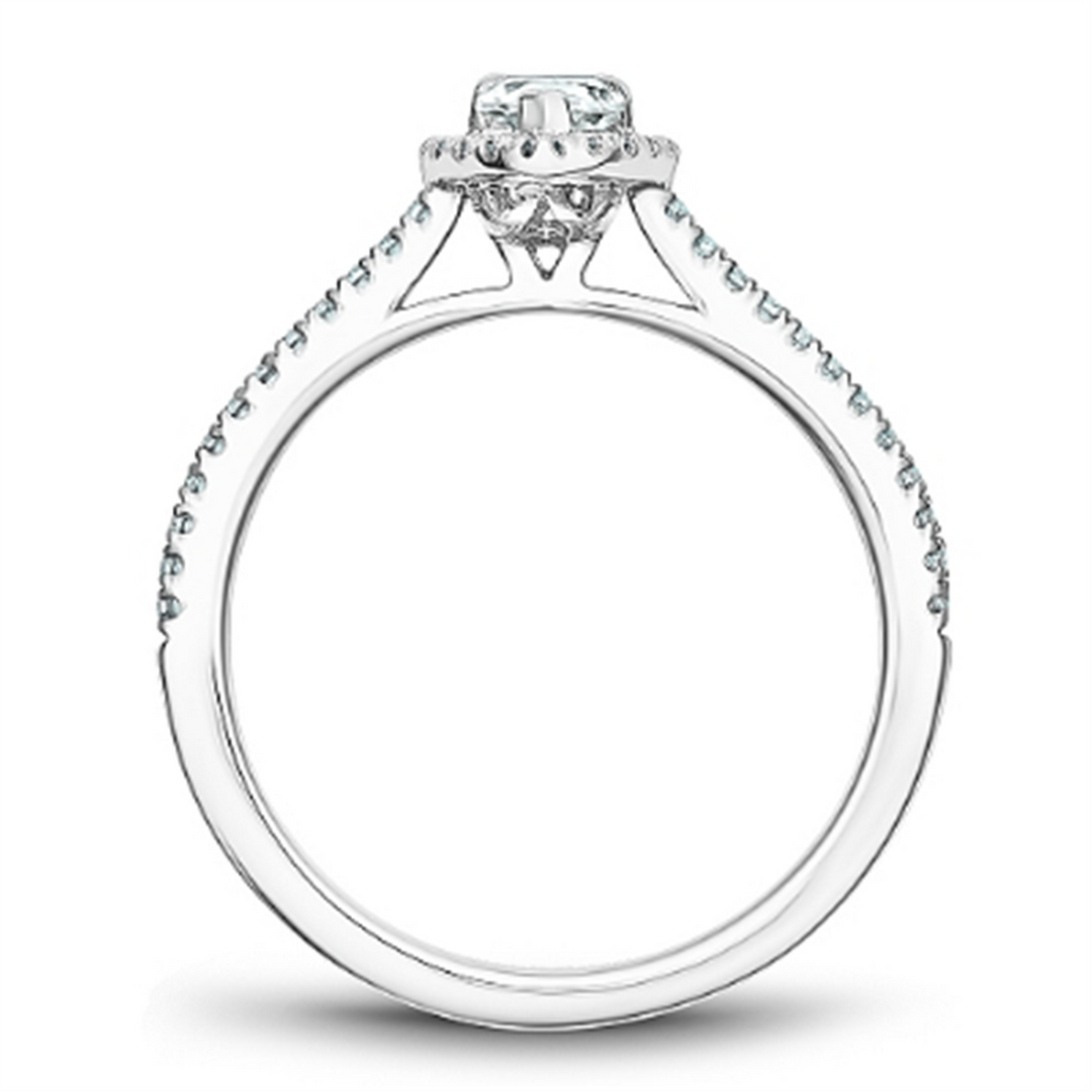 14K White Gold Halo Pear Diamond Engagement Ring