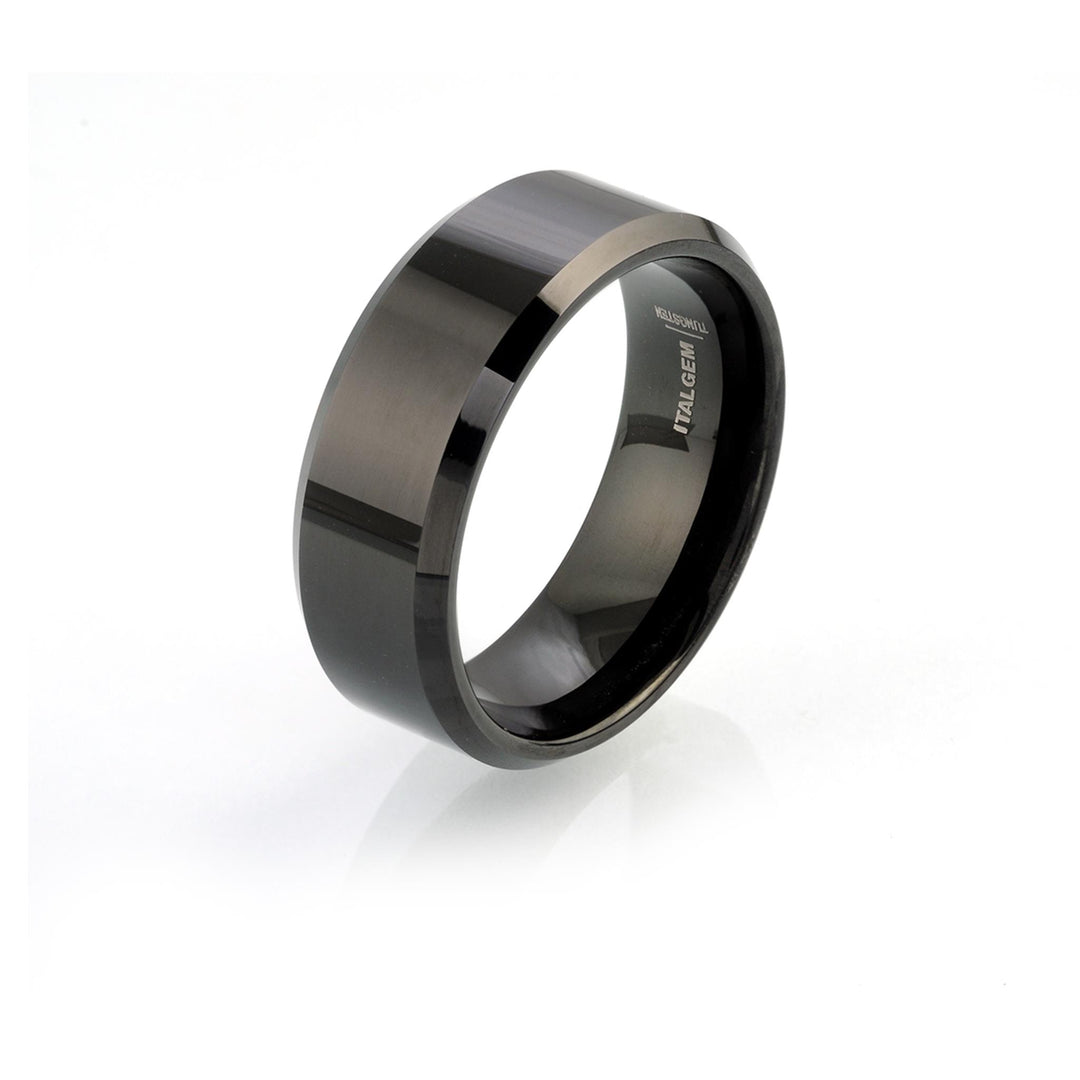 Black Tungsten Polished Bevel Band Band 
Width: 8mm