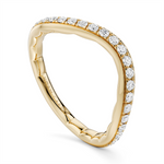 Load image into Gallery viewer, Lady's Yellow Gold Curved Bead Set Diamonds Band
Diamond Shape: Round