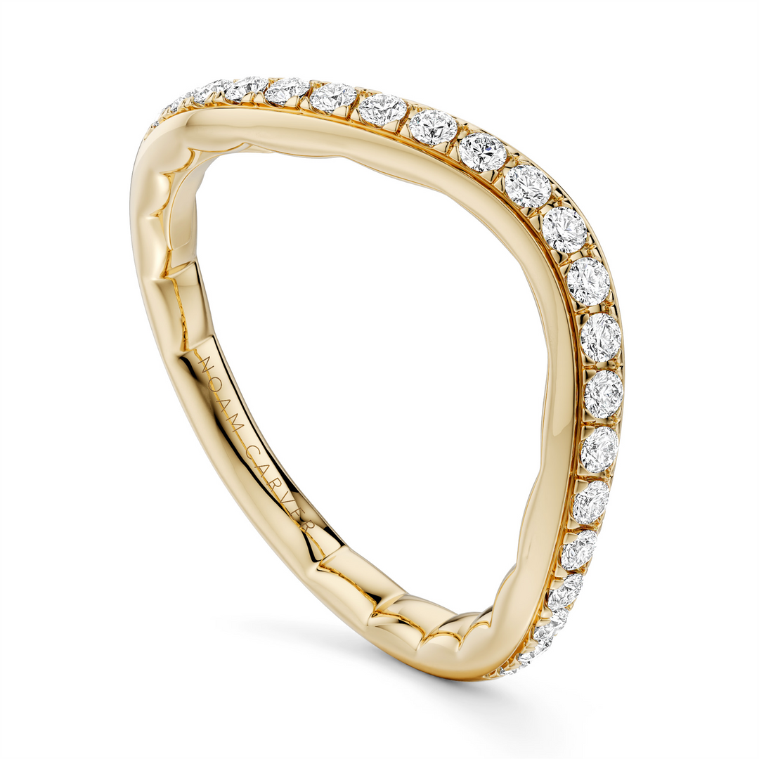 Lady's Yellow Gold Curved Bead Set Diamonds Band
Diamond Shape: Round