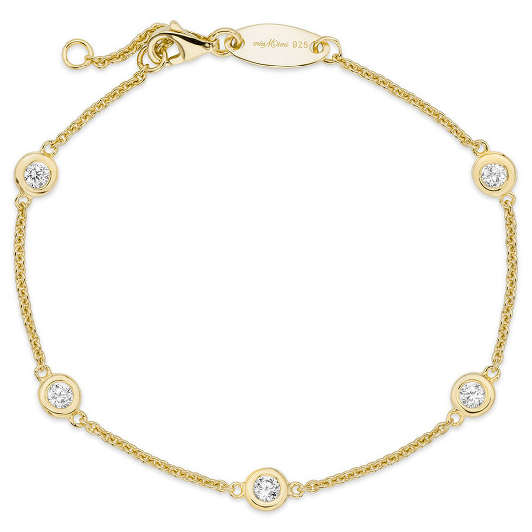 Yellow Sterling Silver Diamond by the Yard Open Link Bracelet 
Top Wi