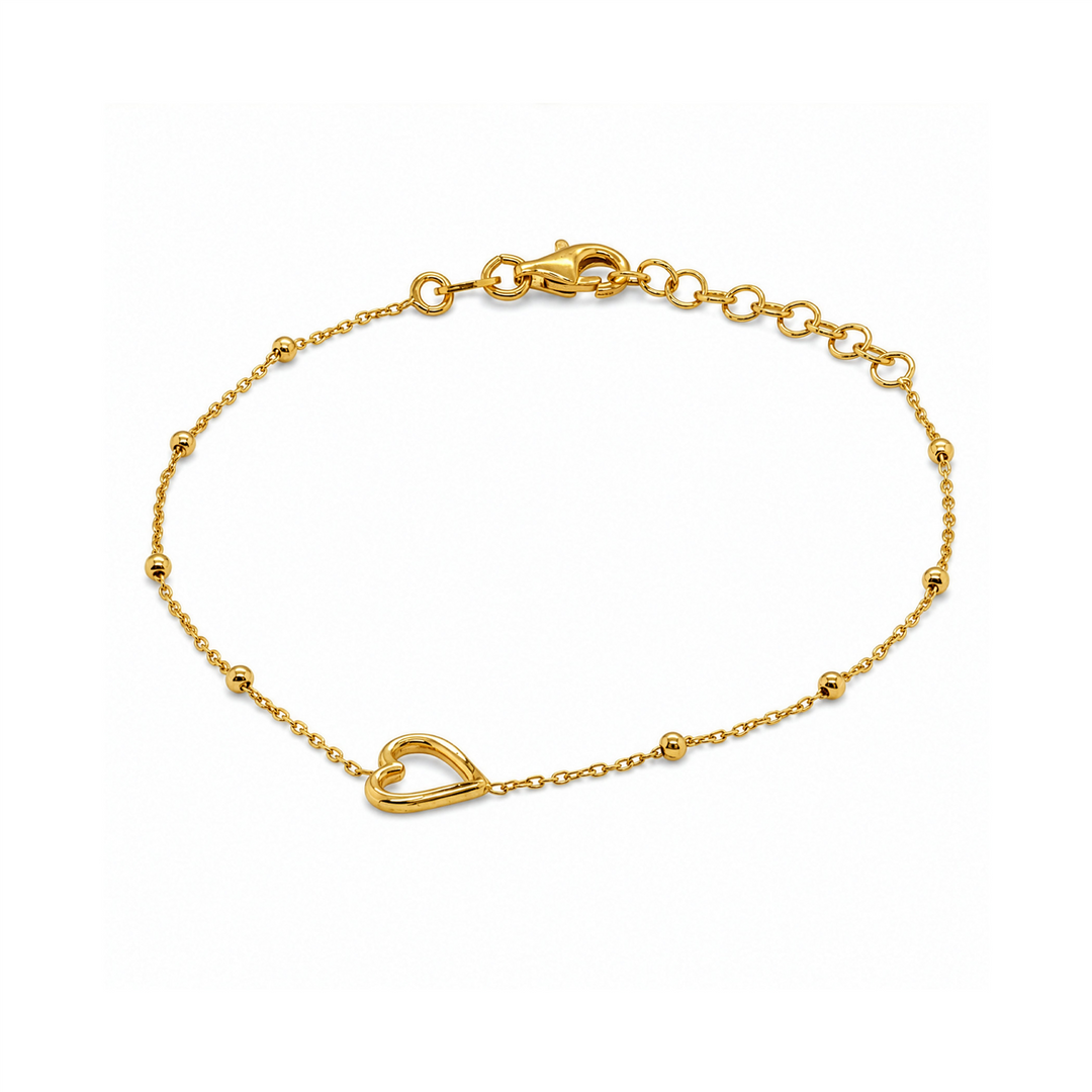 Yellow Gold Vermeil Sterling Silver Cutout Heart Open Link Bracelet