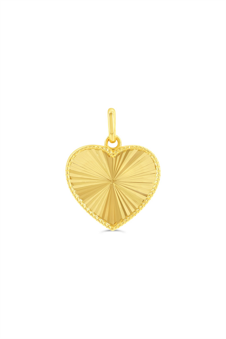 10K Yellow Gold Diamond Cut Heart Pendant 
 
Length: 17.5mm
Width: