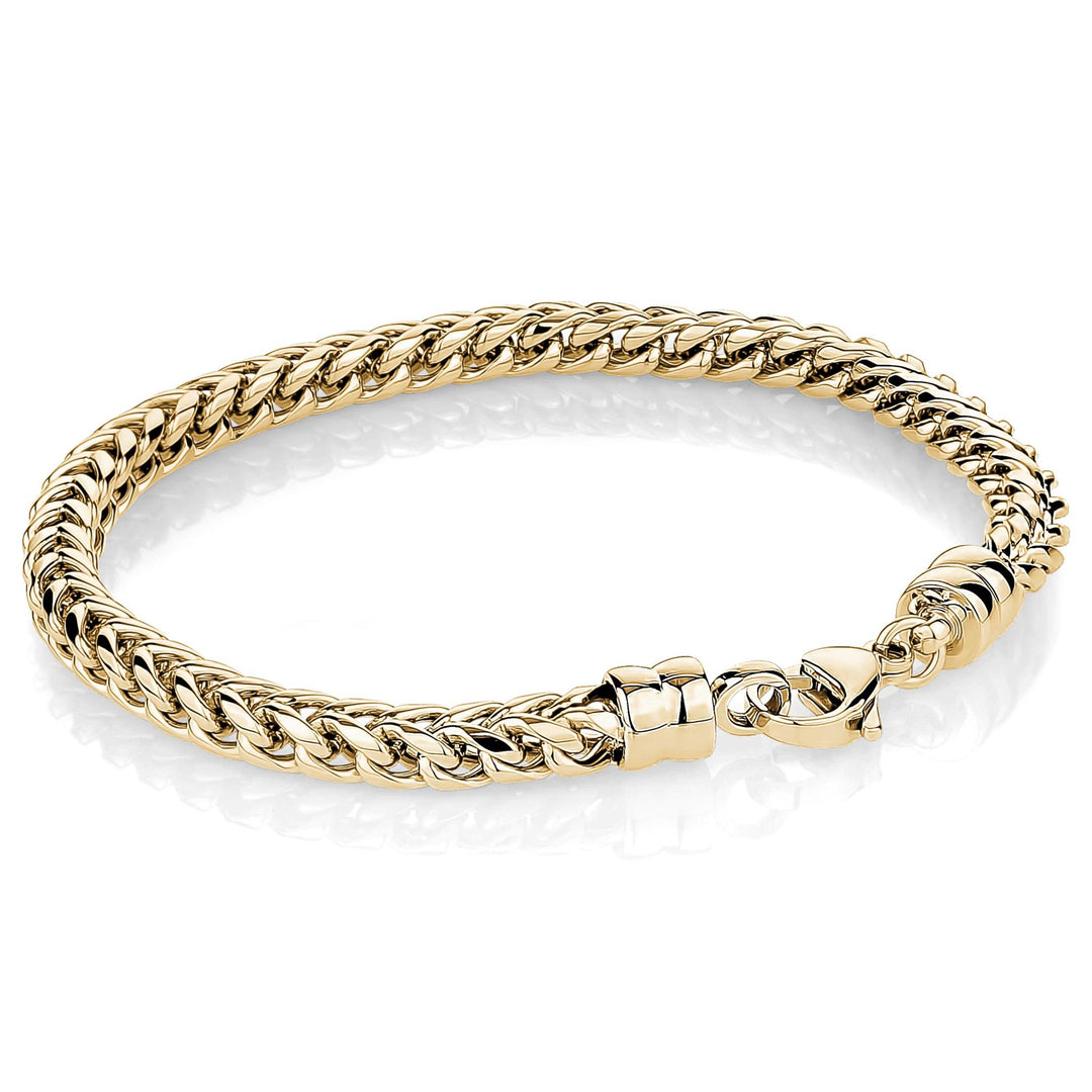 Gold Carbon Fibre Round Franco Bracelet 
Length: 8.5"