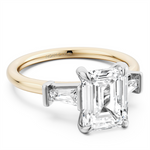Load image into Gallery viewer, Yellow &amp; White Gold 3 Stone Diamond Engagement Ring Semi-Mount
Fits C