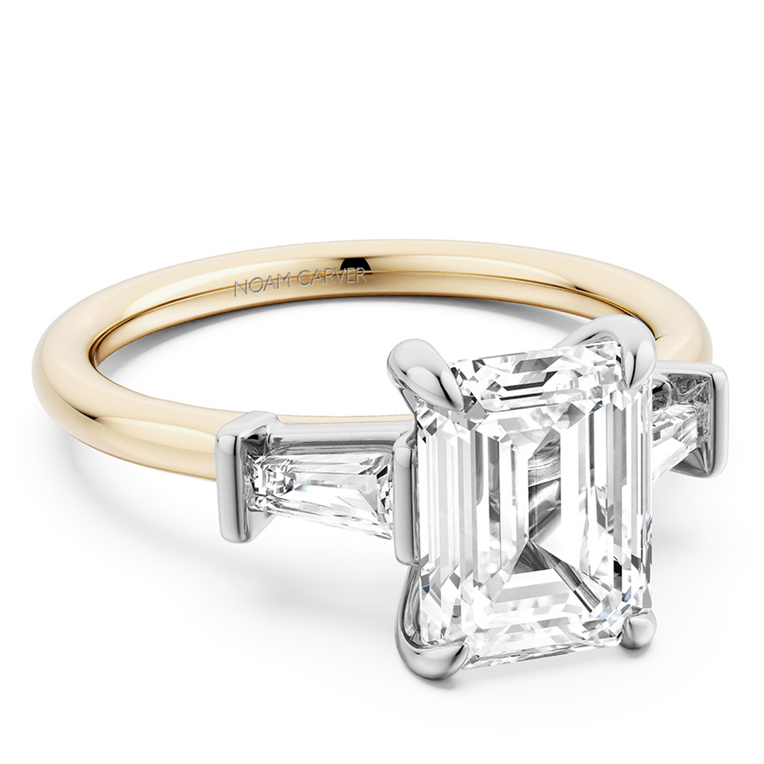 Yellow & White Gold 3 Stone Diamond Engagement Ring Semi-Mount
Fits C