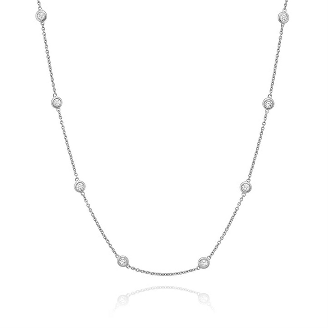 White Sterling Silver Diamond by the Yard Polished Necklace

PENDANT