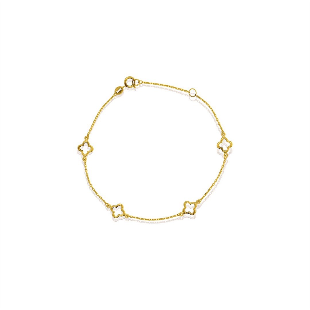 10K Yellow Gold Clover Open Link Bracelet
Bracelet Width: 1.1mm
Leng
