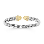 Load image into Gallery viewer, White &amp; Yellow Sterling Silver Mesh Bangle 
Top Width: 7 mm
Length: