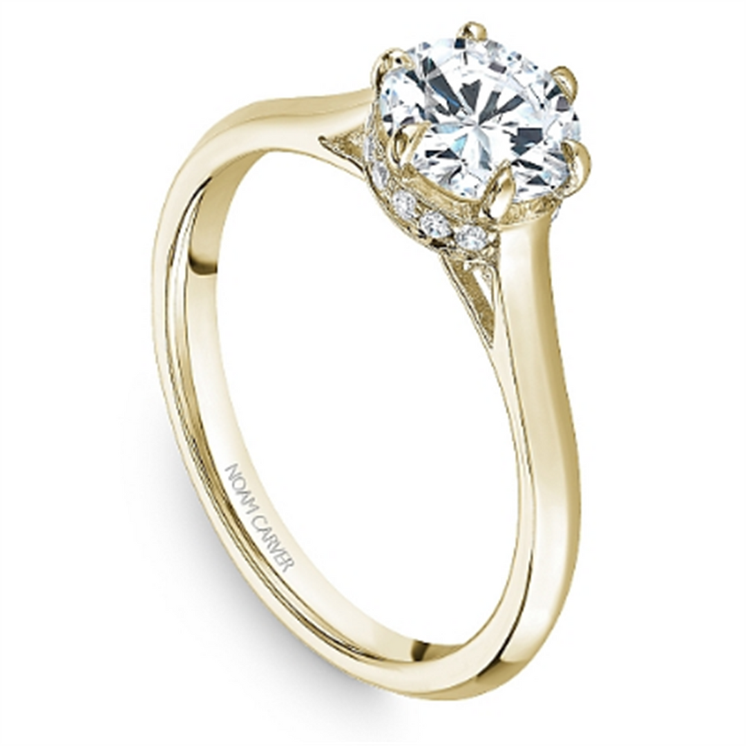 Yellow Gold Hidden Halo Diamond Semi-Mount