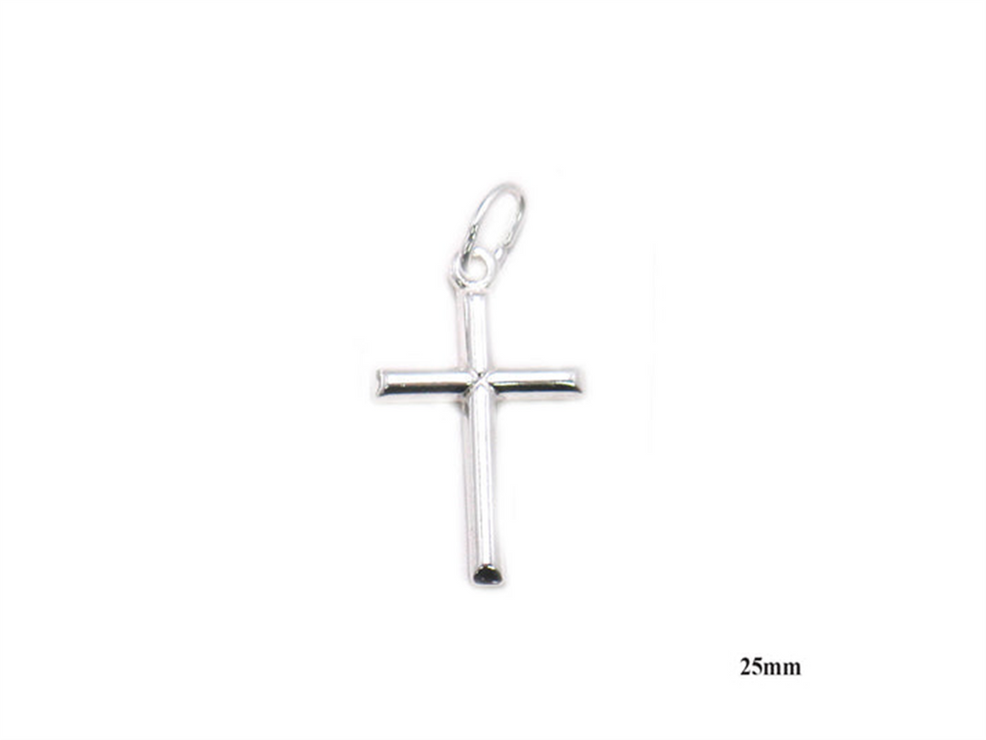 Sterling Silver Polished Cross Pendant 
Length: 25mm