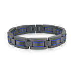 Load image into Gallery viewer, Black Stainless Steel Fancy Link Bracelet 
Length: 8&quot; + 0.5&quot;
