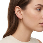 Load image into Gallery viewer, Sterling Silver Yellow Gold Vermeil Round Opals Huggie Earrings
Prima